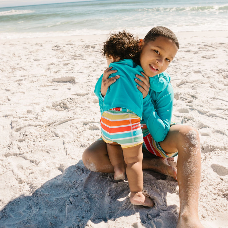 Kids Euro Swim Shorties | "Rainbow"-SwimZip UPF 50+ Sun Protective Swimwear & UV Zipper Rash Guards-pos3