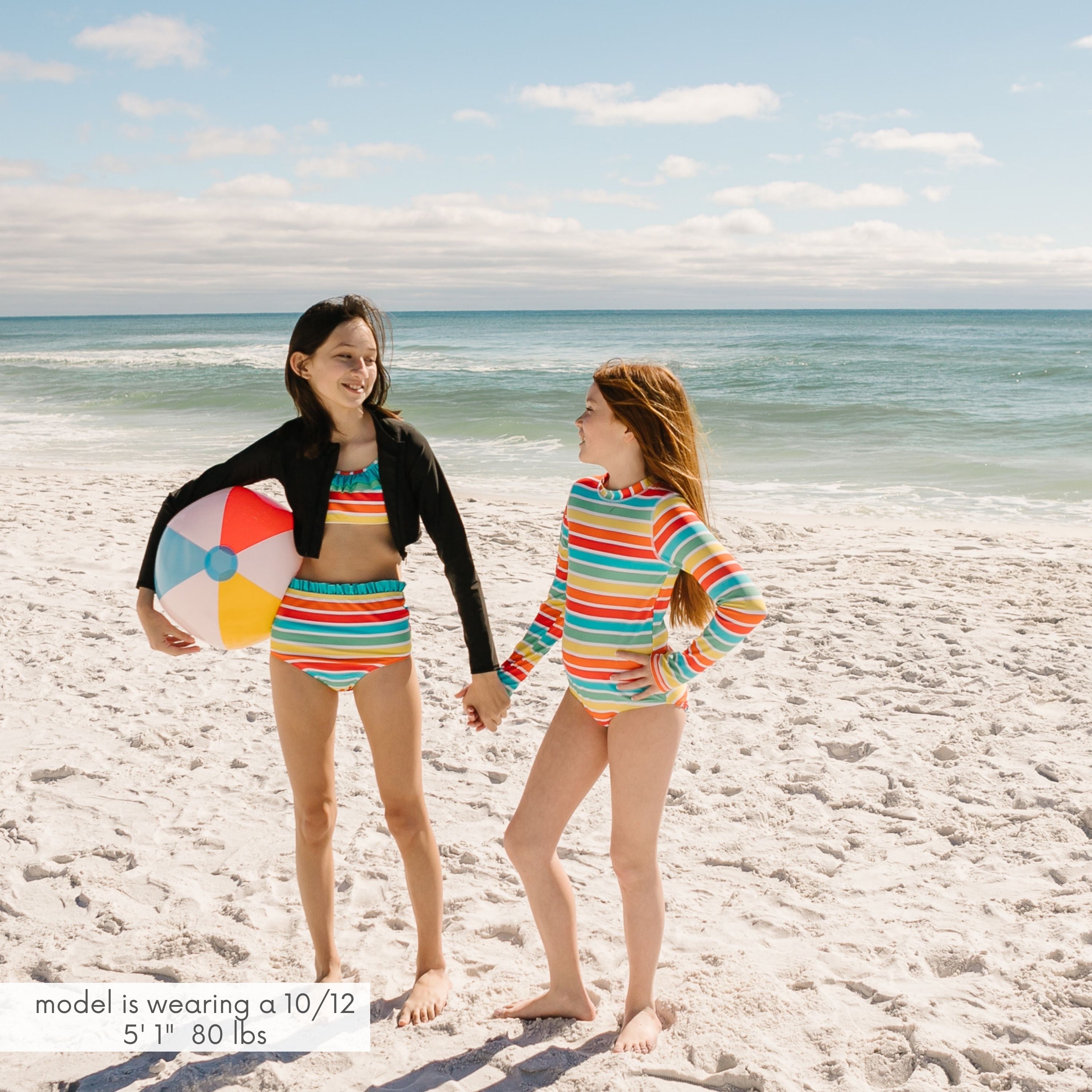 Girls Bikini 2 Piece Ruffle Swimsuit Set - "Rainbow"-SwimZip UPF 50+ Sun Protective Swimwear & UV Zipper Rash Guards-pos4