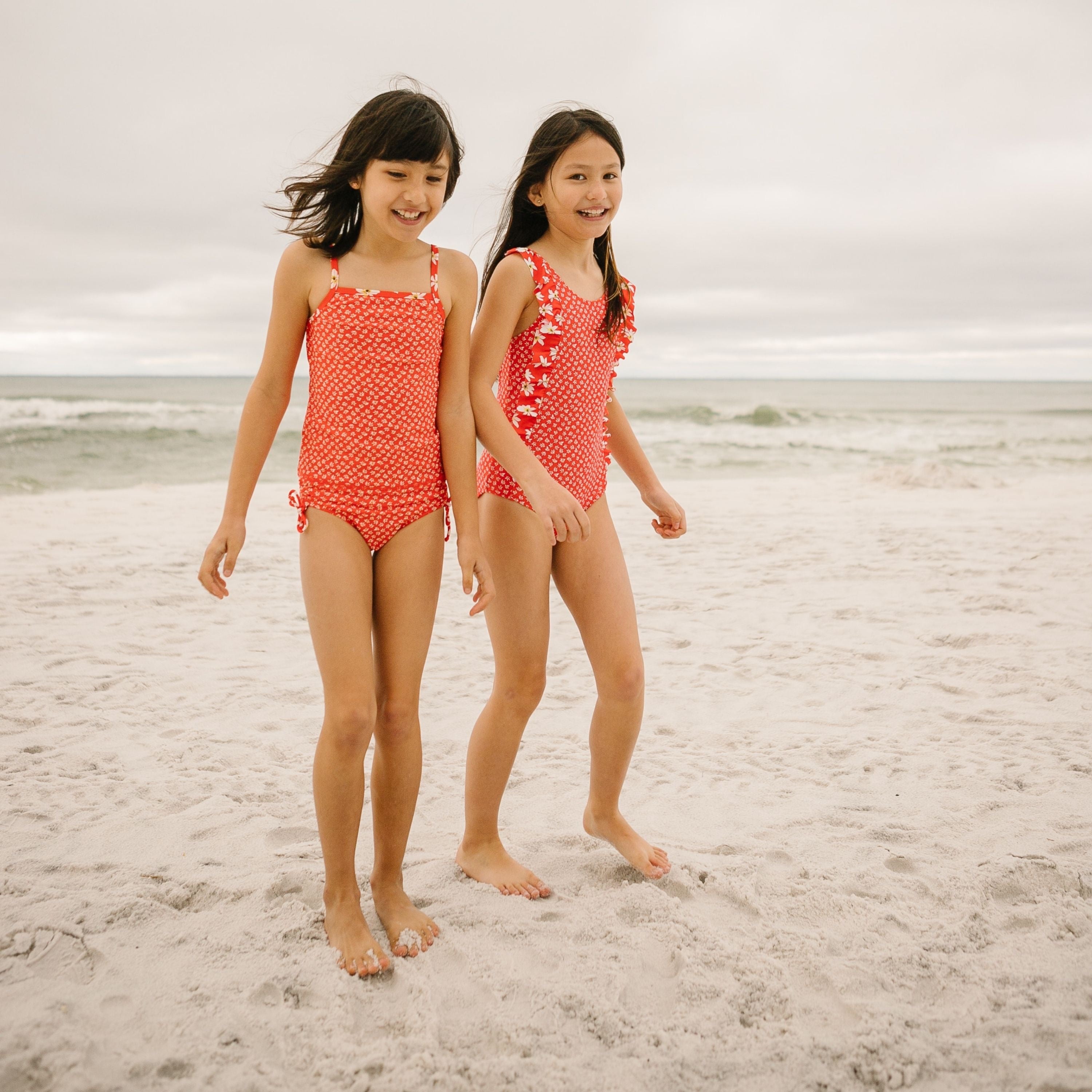 Girls Short Sleeve Rash Guard + Tankini Bikini Set (3 Piece) | "Daisy”-SwimZip UPF 50+ Sun Protective Swimwear & UV Zipper Rash Guards-pos7