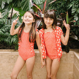 Girls Ruffle One-Piece Swimsuit | "Too Sweet" Daisy-SwimZip UPF 50+ Sun Protective Swimwear & UV Zipper Rash Guards-pos13