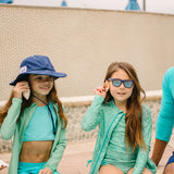 Kids Wide Brim Sun Hat "Fun Sun Day Play Hat" - Navy-SwimZip UPF 50+ Sun Protective Swimwear & UV Zipper Rash Guards-pos2