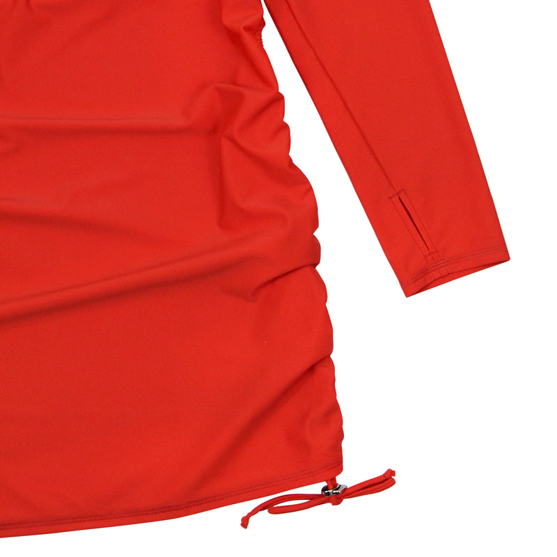 Women's Half Zip Swim Dress Cover Up | "Fiesta Red"-SwimZip UPF 50+ Sun Protective Swimwear & UV Zipper Rash Guards-pos15