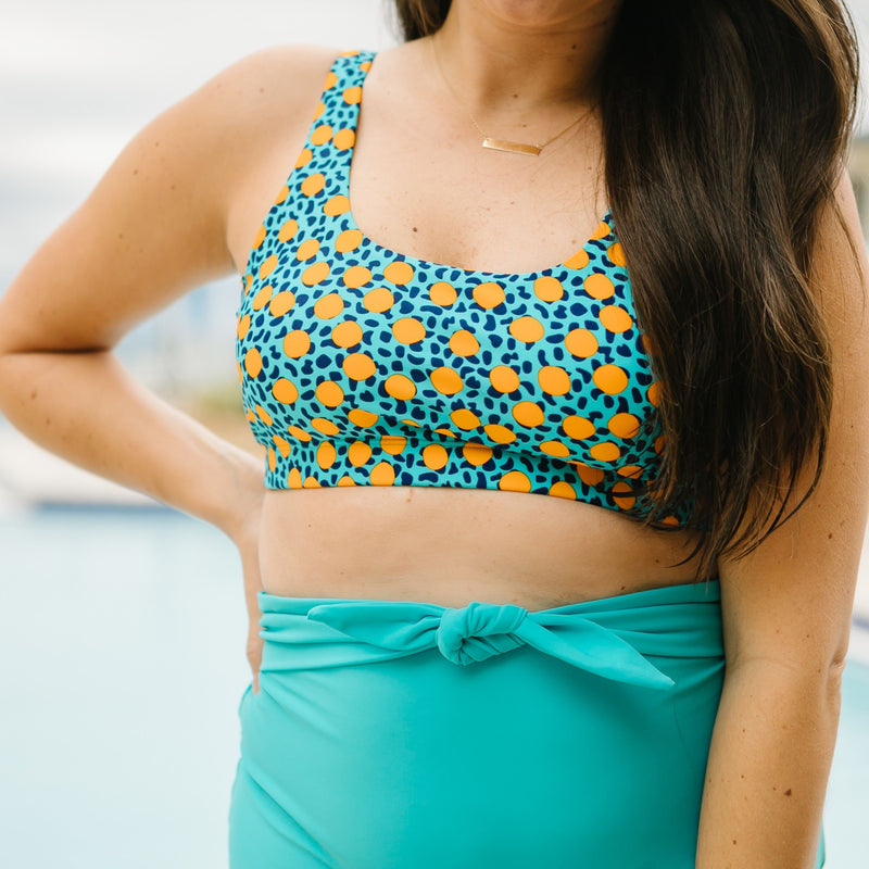 Women's High Waist Bikini Bottoms Tie Front | "Scuba Blue"-SwimZip UPF 50+ Sun Protective Swimwear & UV Zipper Rash Guards-pos4