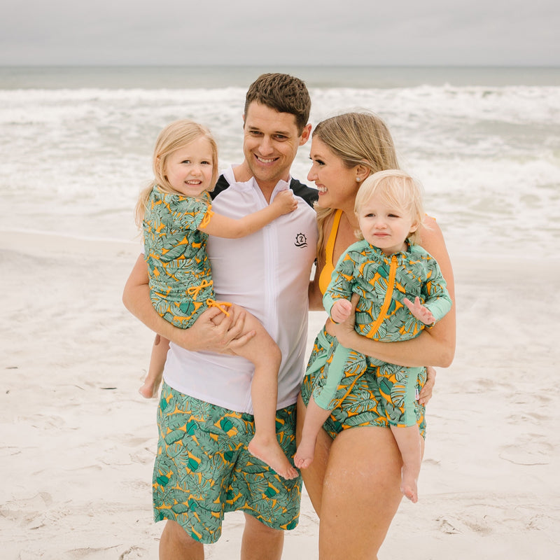 Sunsuit - Long Sleeve Romper Swimsuit | "The Tropics"-SwimZip UPF 50+ Sun Protective Swimwear & UV Zipper Rash Guards-pos3