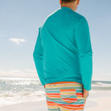 Men's Long Sleeve Rash Guard | “Scuba Blue”-SwimZip UPF 50+ Sun Protective Swimwear & UV Zipper Rash Guards-pos12