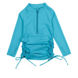 Girls Long Sleeve Swim Dress Cover Up | "Scuba Blue"-SwimZip UPF 50+ Sun Protective Swimwear & UV Zipper Rash Guards-pos15