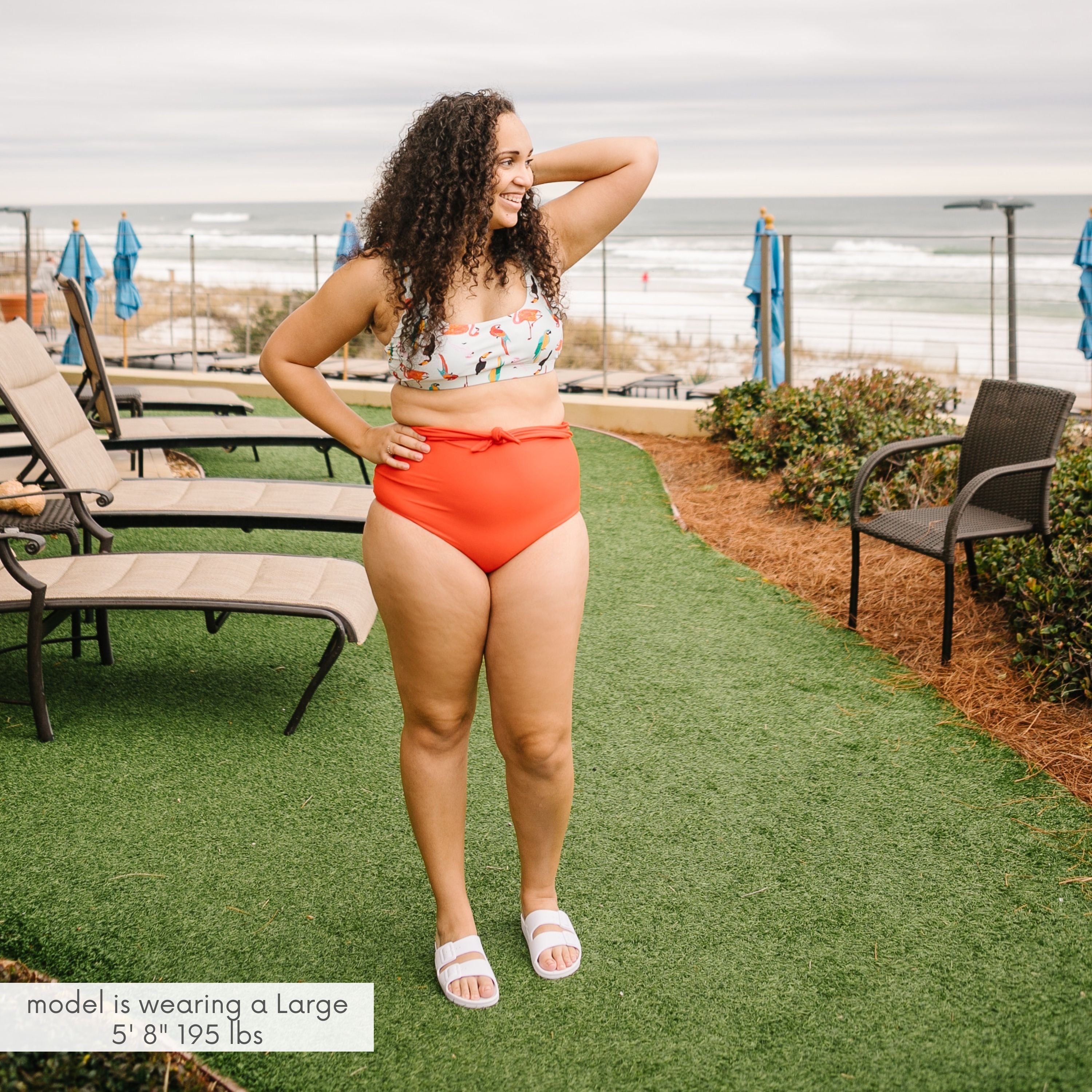 Women's High Waist Bikini Bottoms Tie Front | Fiesta Red