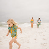 Girls Short Sleeve Rash Guard + Tankini Bikini Set (3 Piece) | "The Tropics”-SwimZip UPF 50+ Sun Protective Swimwear & UV Zipper Rash Guards-pos5
