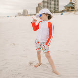 Kids Flap Hat | White-SwimZip UPF 50+ Sun Protective Swimwear & UV Zipper Rash Guards-pos6