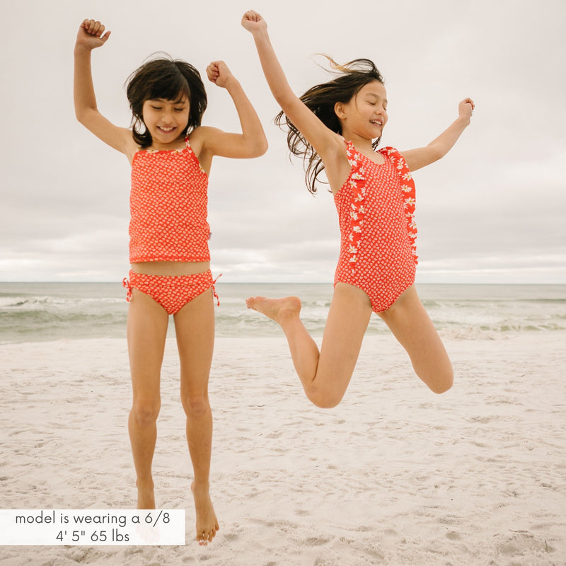 Girls Ruffle One-Piece Swimsuit | "Too Sweet" Daisy-SwimZip UPF 50+ Sun Protective Swimwear & UV Zipper Rash Guards-pos2