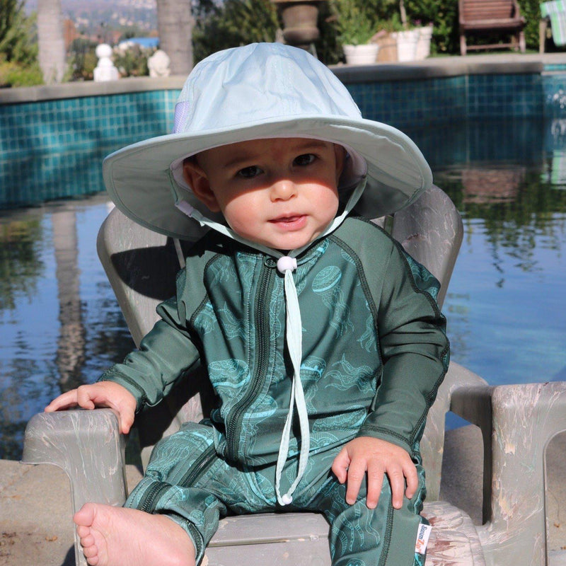 Kids Wide Brim Sun Hat "Fun Sun Day Play Hat" - Mint-SwimZip UPF 50+ Sun Protective Swimwear & UV Zipper Rash Guards-pos2