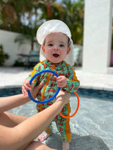 Kids Flap Hat | White-SwimZip UPF 50+ Sun Protective Swimwear & UV Zipper Rash Guards-pos2