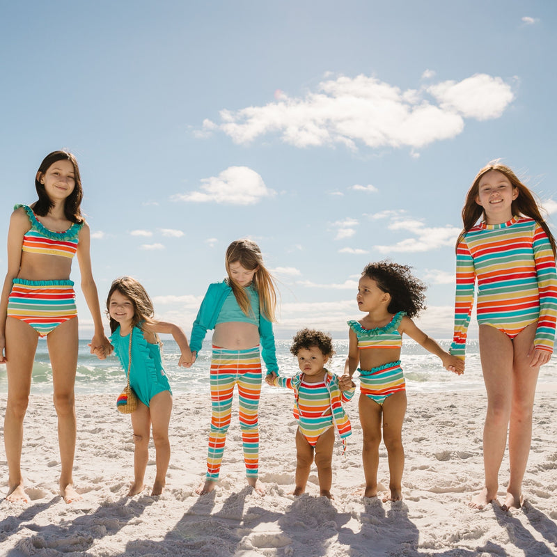 Girls One-Piece Cut Out Swimsuit + Long Sleeve Rash Guard Set (2 Piece) - "Rainbow"-SwimZip UPF 50+ Sun Protective Swimwear & UV Zipper Rash Guards-pos8