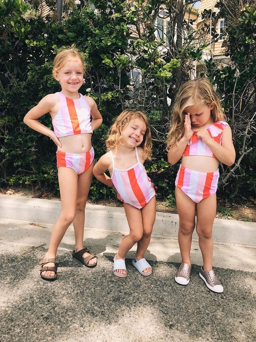 Girls One-Piece Swimsuit + Long Sleeve Rash Guard Set (2 Piece) | Peachy  Stripes