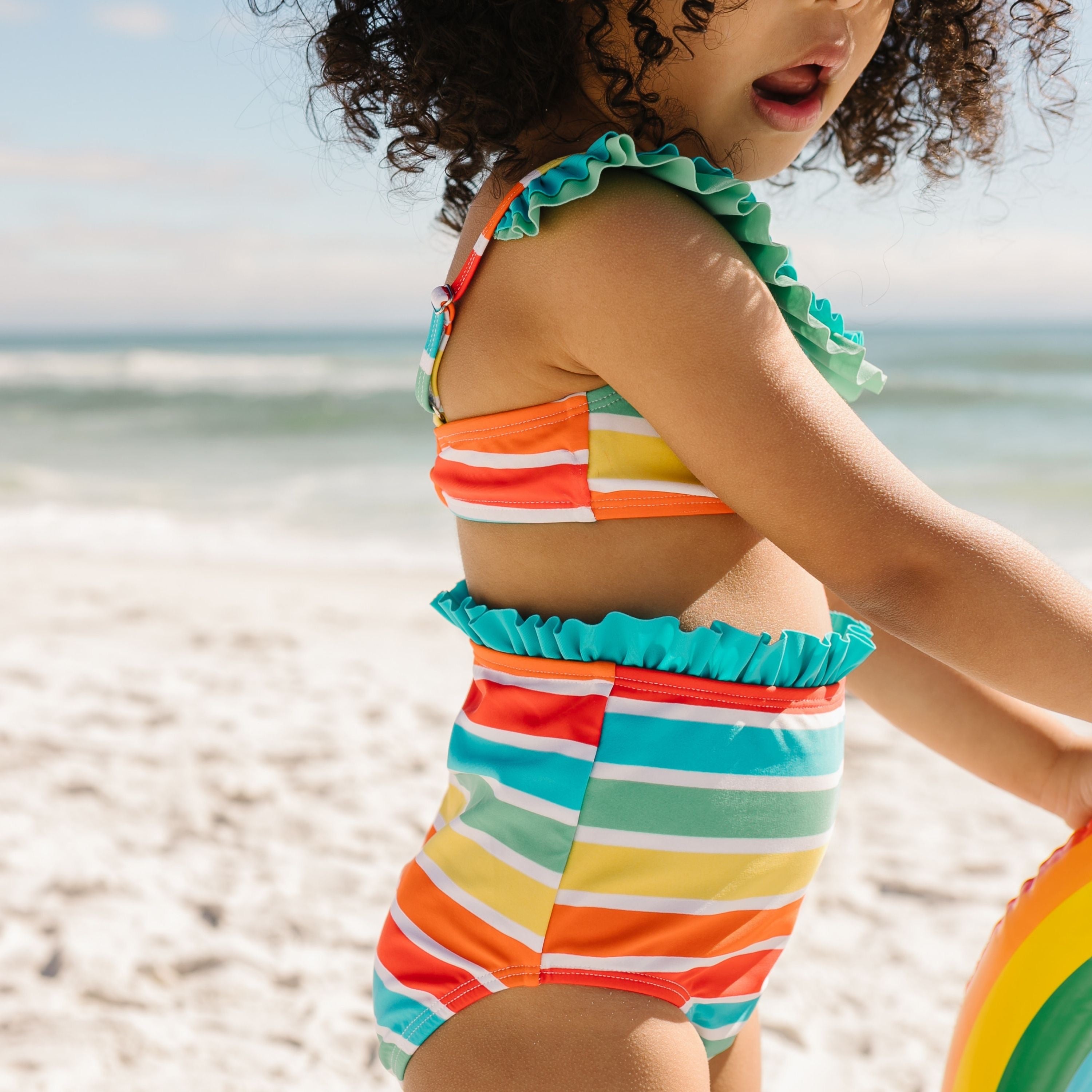 Girls Bikini 2 Piece Ruffle Swimsuit Set - "Rainbow"-SwimZip UPF 50+ Sun Protective Swimwear & UV Zipper Rash Guards-pos6