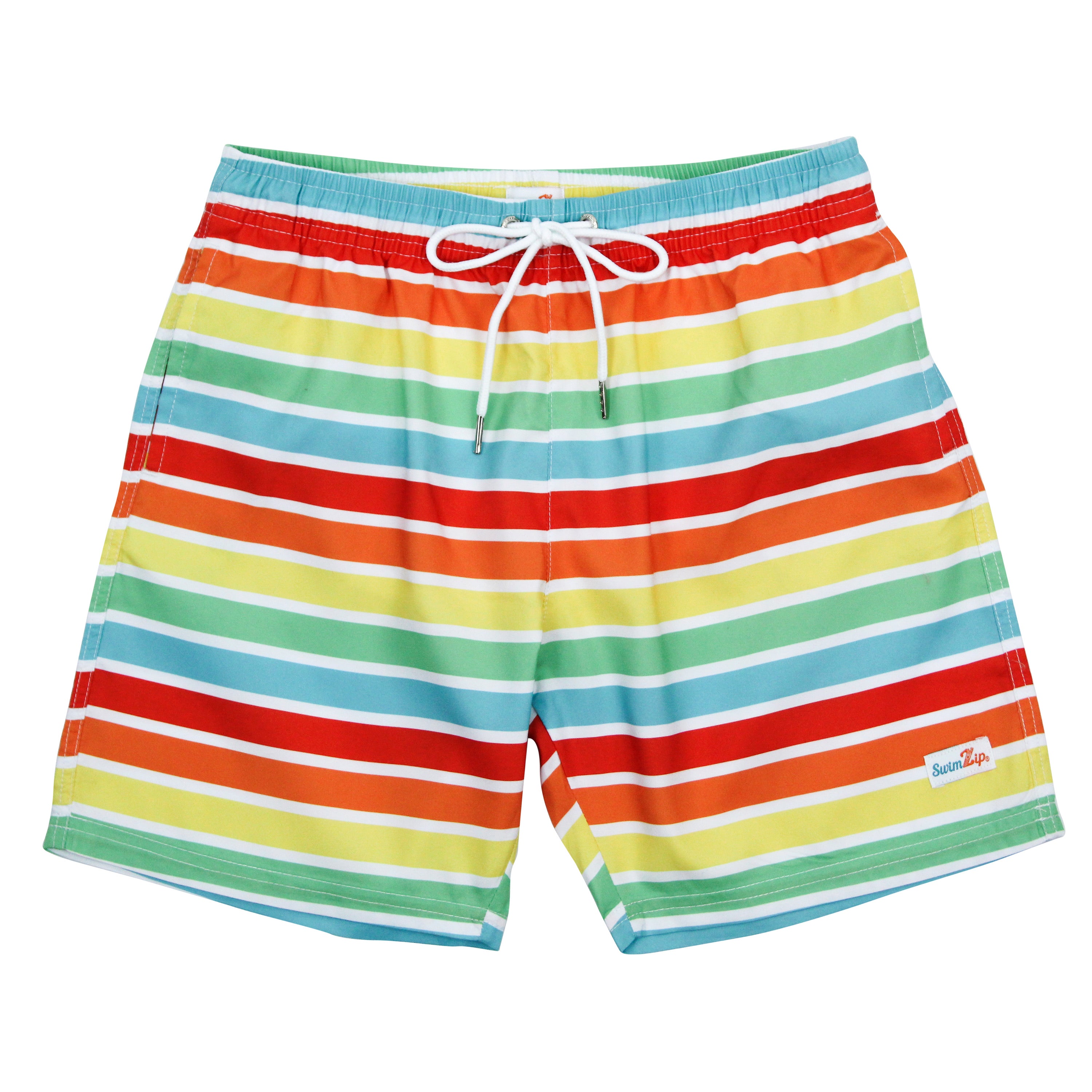 Men's 8" Swim Trunks Boxer Brief Liner | "Rainbow"-S-Rainbow-SwimZip UPF 50+ Sun Protective Swimwear & UV Zipper Rash Guards-pos1