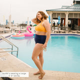 Women's High Waist Bikini Bottoms Ruched | "Navy"-SwimZip UPF 50+ Sun Protective Swimwear & UV Zipper Rash Guards-pos3