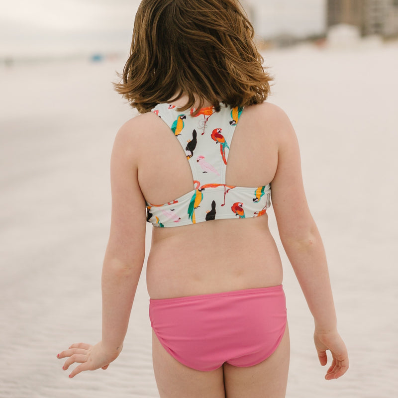 Girls Halter Top Bikini Set (2 Piece) | "Tropical Birds"-SwimZip UPF 50+ Sun Protective Swimwear & UV Zipper Rash Guards-pos3