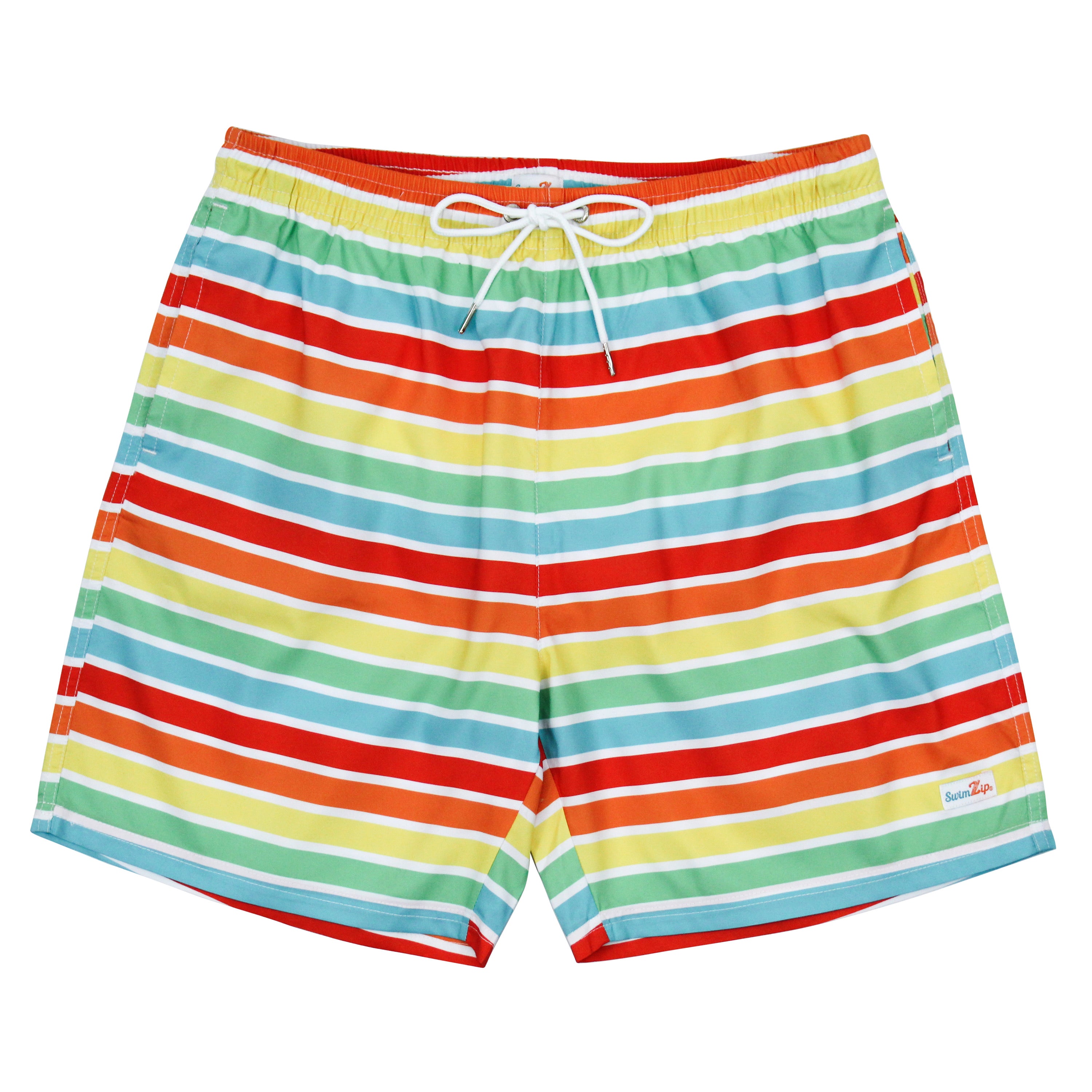Boys Swim Trunks Boxer Brief Liner (Sizes 6-14) - "Rainbow"-6-8-Rainbow-SwimZip UPF 50+ Sun Protective Swimwear & UV Zipper Rash Guards-pos1