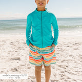 Kids UPF 50+ Long Sleeve Zipper Rash Guard Swim Shirt | "Scuba Blue"-SwimZip UPF 50+ Sun Protective Swimwear & UV Zipper Rash Guards-pos6