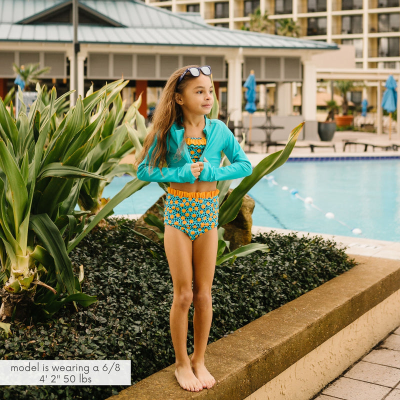 Girls Bikini 2 Piece Ruffle Swimsuit Set - "Geo Party"-SwimZip UPF 50+ Sun Protective Swimwear & UV Zipper Rash Guards-pos3