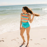 Women's High Waist Bikini Bottoms Tie Front | "Scuba Blue"-SwimZip UPF 50+ Sun Protective Swimwear & UV Zipper Rash Guards-pos8