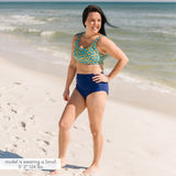 Women's High Waist Bikini Bottoms Ruched | "Navy"-SwimZip UPF 50+ Sun Protective Swimwear & UV Zipper Rash Guards-pos4