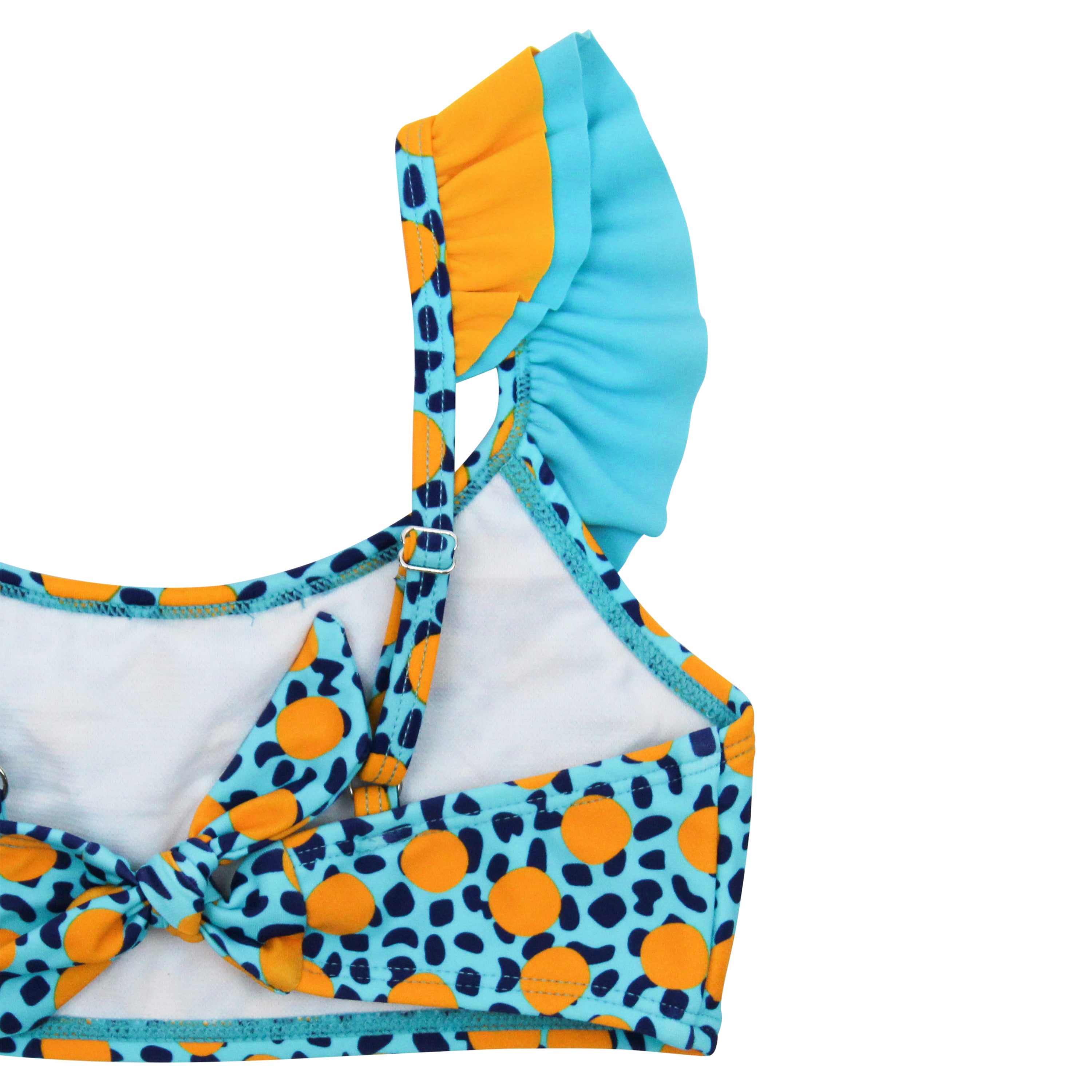 $99 Lucky Brand Girls' Blue Orange Geo-Print Ruffled Halter One