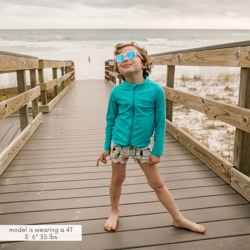Kids UPF 50+ Long Sleeve Zipper Rash Guard Swim Shirt | "Scuba Blue"-SwimZip UPF 50+ Sun Protective Swimwear & UV Zipper Rash Guards-pos2