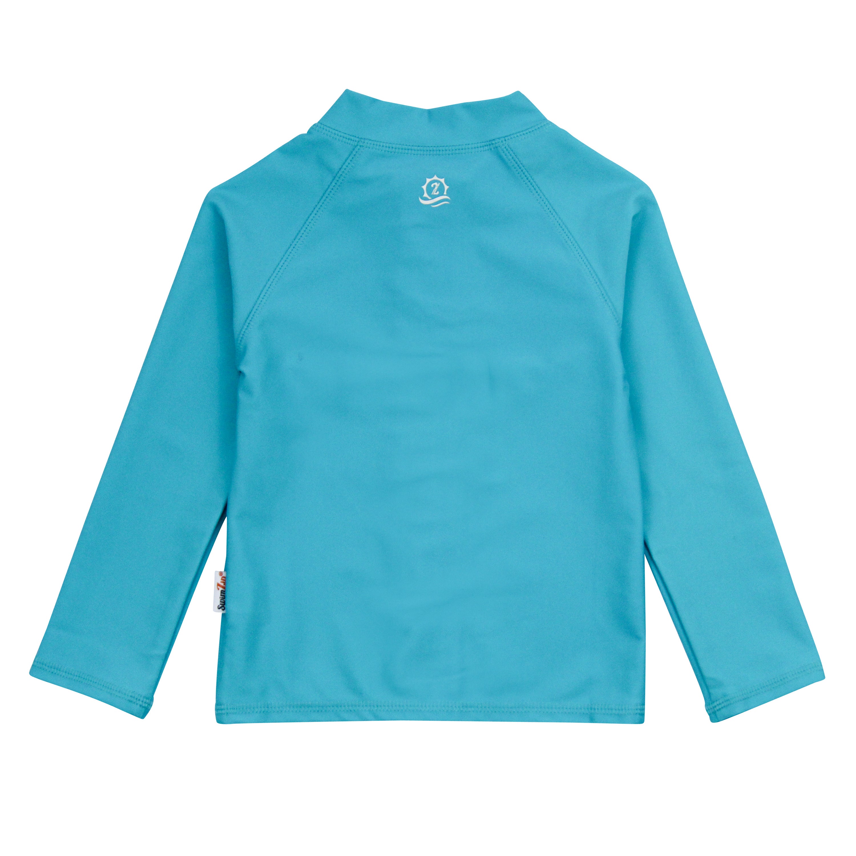 Kids UPF 50+ Long Sleeve Zipper Rash Guard Swim Shirt | Scuba Blue