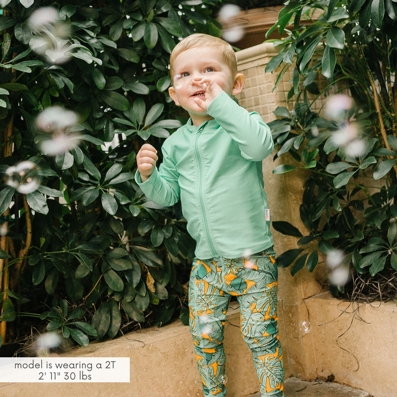 Kids UPF 50+ Long Sleeve Zipper Rash Guard Swim Shirt | "Light Jade"-SwimZip UPF 50+ Sun Protective Swimwear & UV Zipper Rash Guards-pos2