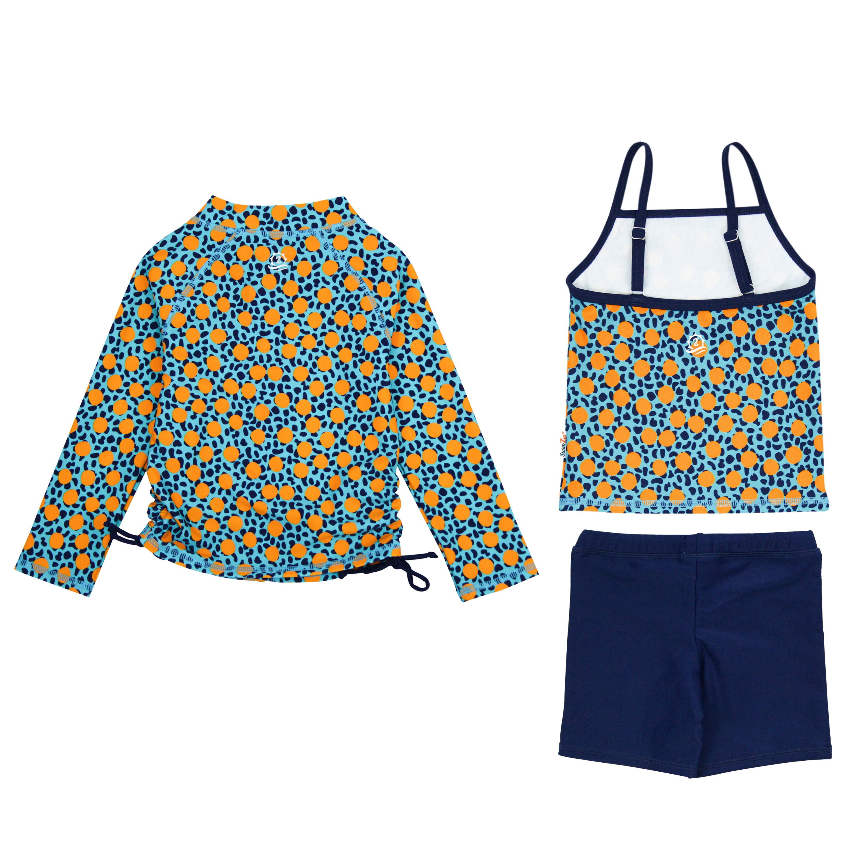GiHaood Girls 3-Piece Rash Guard Swimsuits - Long Sleeve Tankini Set With Skirt & Shorts, UPF 50+, Sizes 3-12T