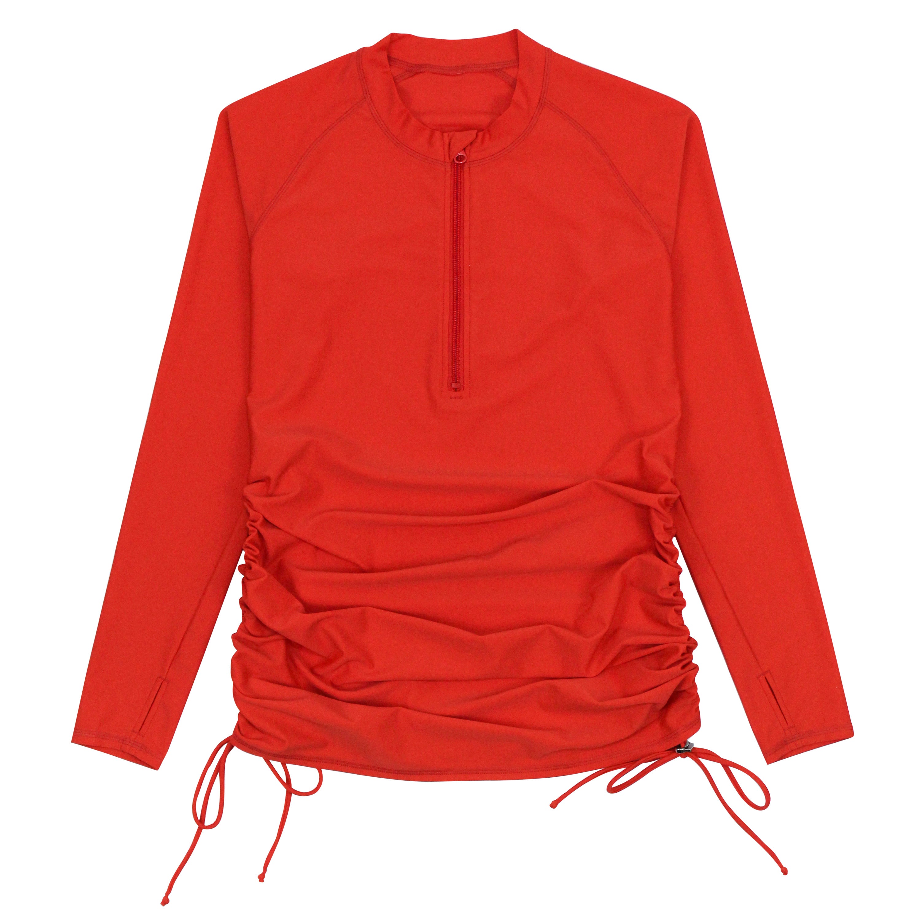 Women's Half Zip Swim Dress Cover Up | "Fiesta Red"-SwimZip UPF 50+ Sun Protective Swimwear & UV Zipper Rash Guards-pos14