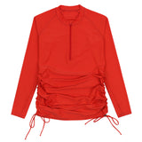 Women's Half Zip Swim Dress Cover Up | "Fiesta Red"-SwimZip UPF 50+ Sun Protective Swimwear & UV Zipper Rash Guards-pos14