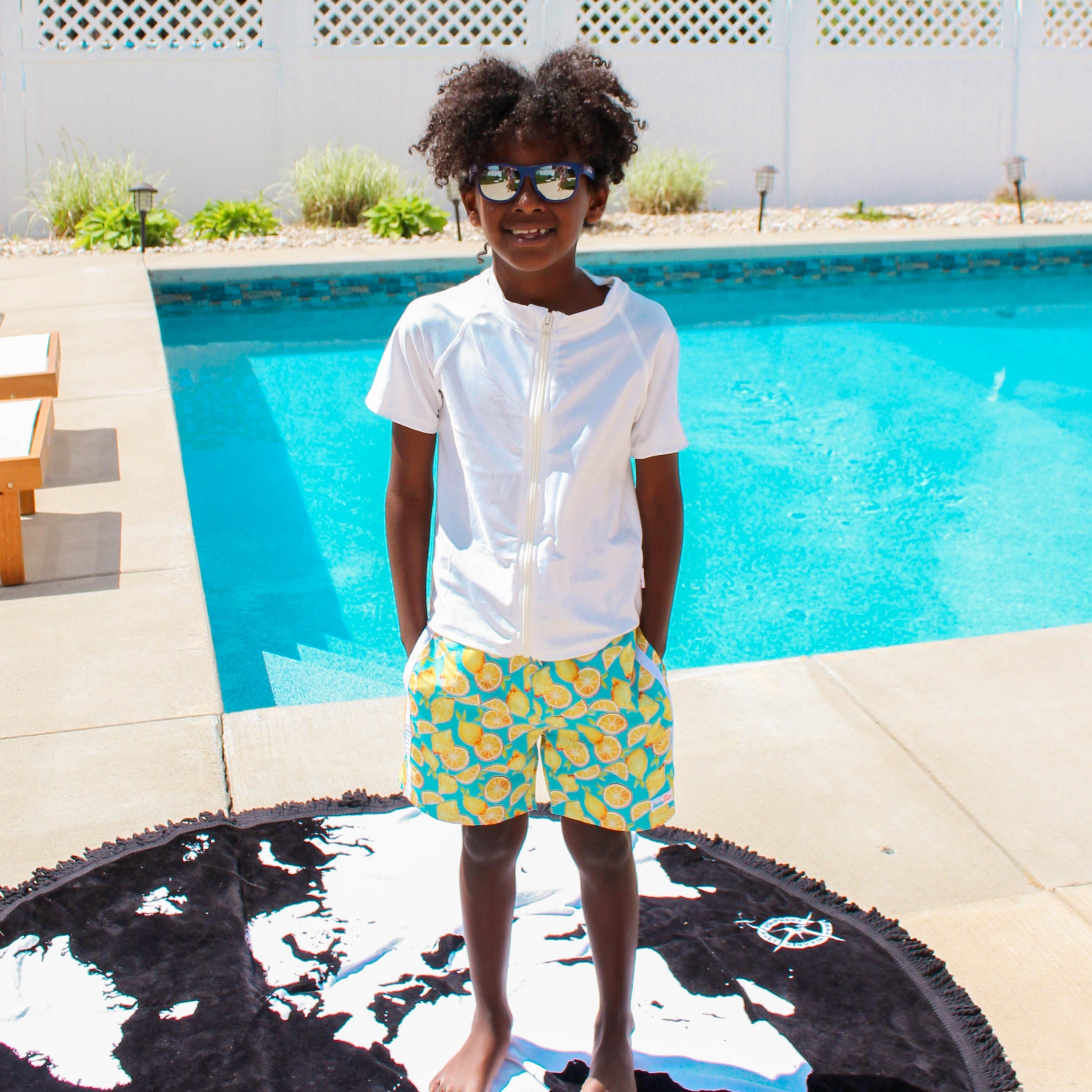 Kids Short Sleeve Zipper Rash Guard Swim Shirt | “White”-SwimZip UPF 50+ Sun Protective Swimwear & UV Zipper Rash Guards-pos9