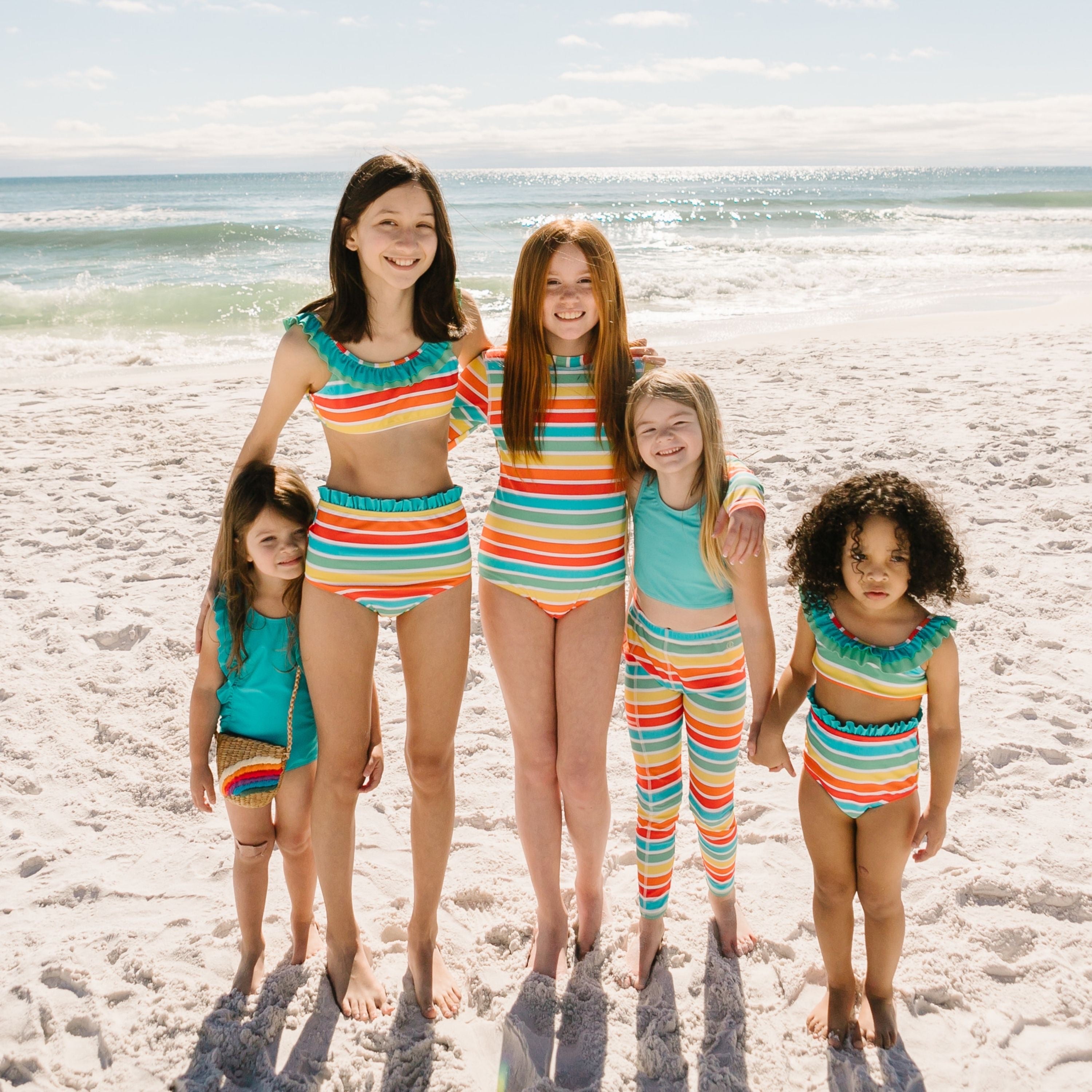 Girls Long Sleeve Surf Suit (One Piece Bodysuit) | "Rainbow"-SwimZip UPF 50+ Sun Protective Swimwear & UV Zipper Rash Guards-pos13