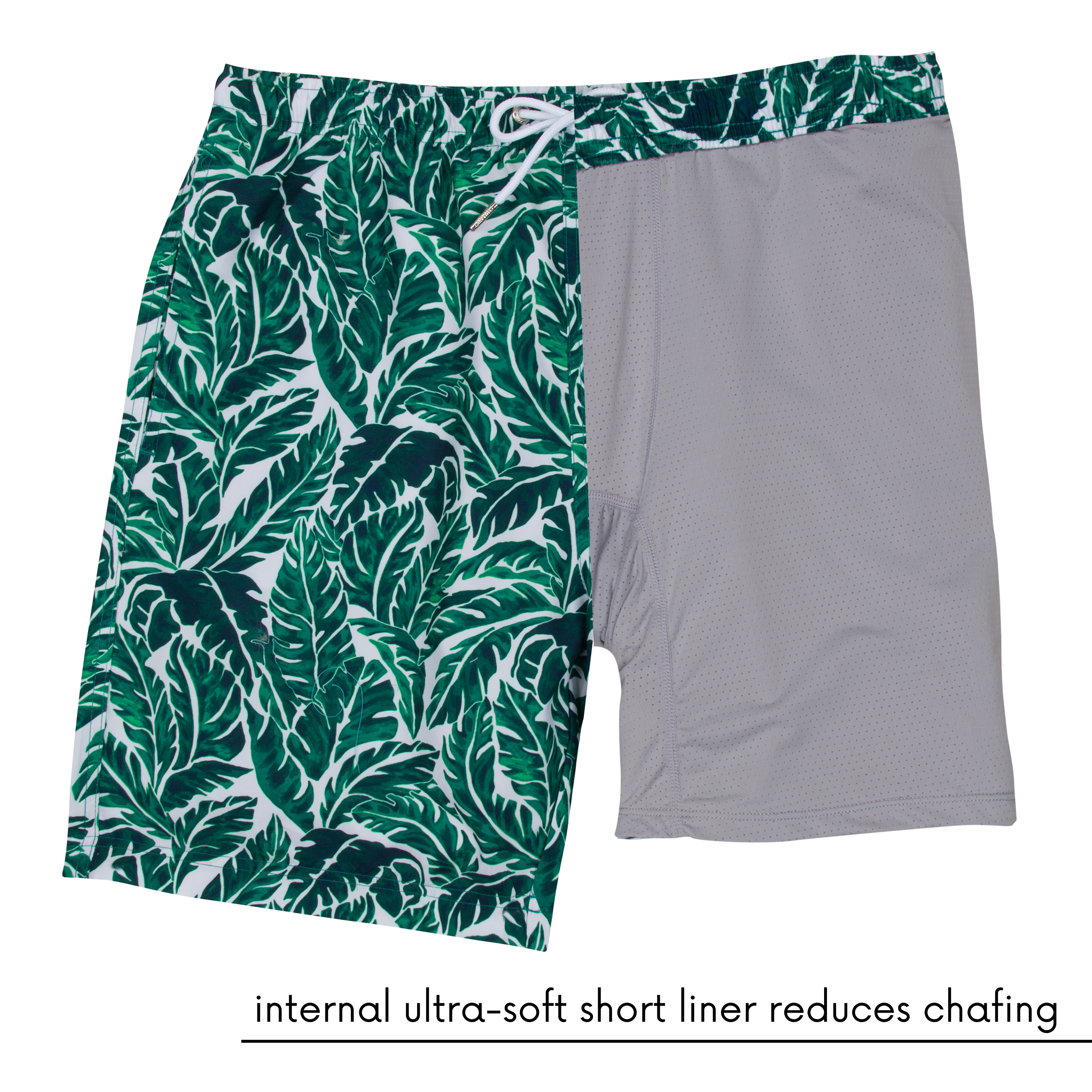 Men's 8" Swim Trunks Boxer Brief Liner | "Palm Leaf"-SwimZip UPF 50+ Sun Protective Swimwear & UV Zipper Rash Guards-pos2