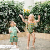 Girls Short Sleeve Rash Guard + Tankini Bikini Set (3 Piece) | "The Tropics”-SwimZip UPF 50+ Sun Protective Swimwear & UV Zipper Rash Guards-pos2