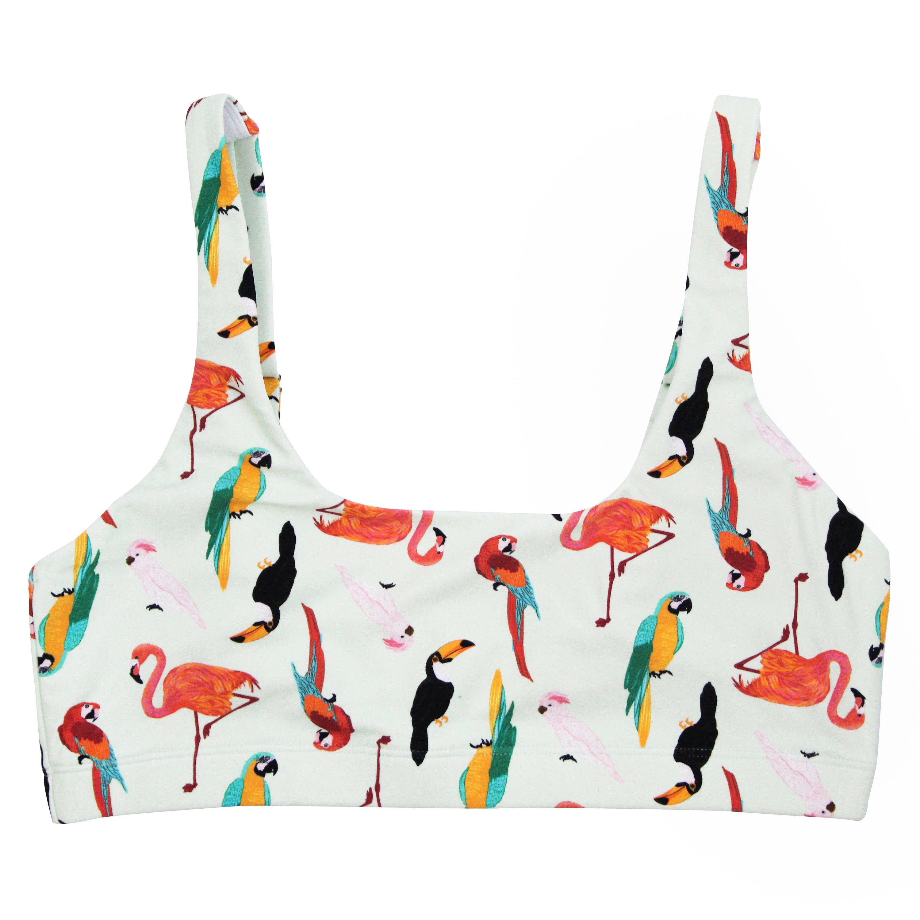 Women's Scoop Neck Bikini Top | "Tropical Birds"-XS-Tropical Birds-SwimZip UPF 50+ Sun Protective Swimwear & UV Zipper Rash Guards-pos1