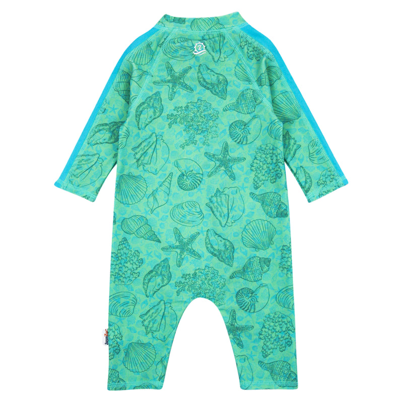 Sunsuit - Long Sleeve Romper Swimsuit | "Seashell"-SwimZip UPF 50+ Sun Protective Swimwear & UV Zipper Rash Guards-pos7