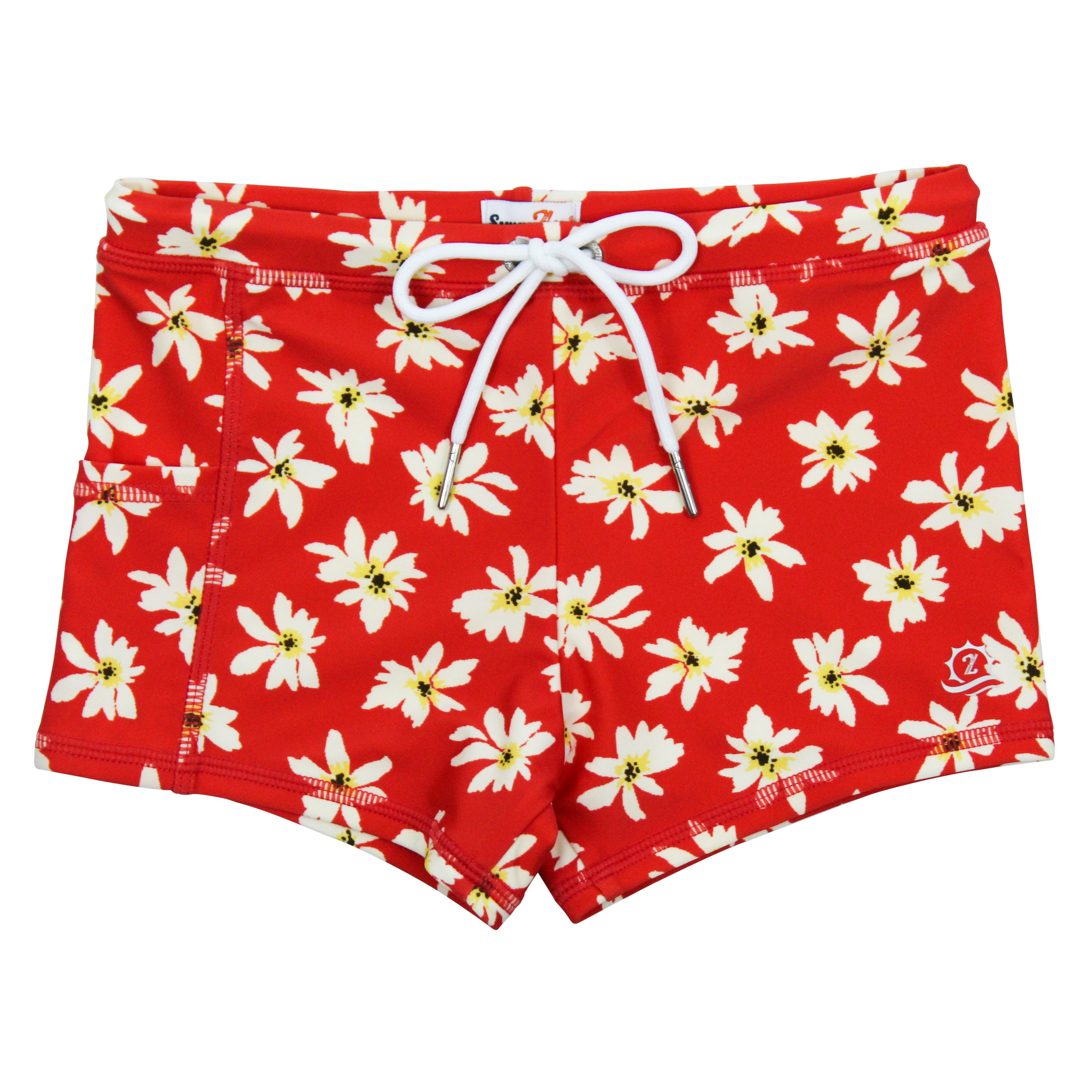 Kids Euro Swim Shorties | "Daisy"-6-12 Month-Daisy-SwimZip UPF 50+ Sun Protective Swimwear & UV Zipper Rash Guards-pos1