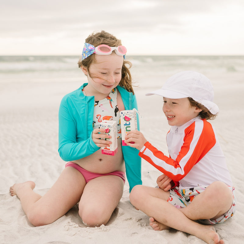 Kids Flap Hat | White-SwimZip UPF 50+ Sun Protective Swimwear & UV Zipper Rash Guards-pos4