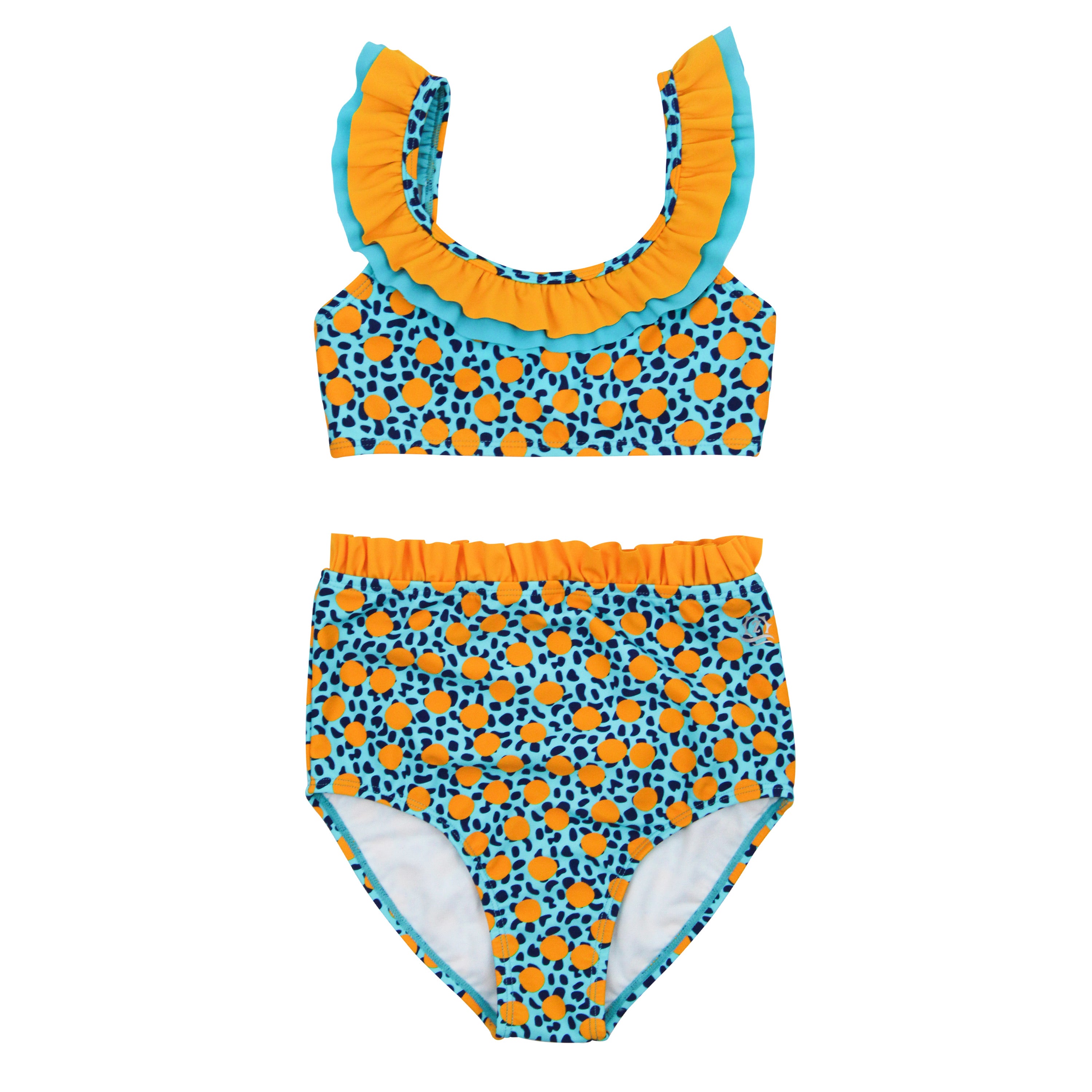 Girls Bikini 2 Piece Ruffle Swimsuit Set - "Geo Party"-2T-Geo Party-SwimZip UPF 50+ Sun Protective Swimwear & UV Zipper Rash Guards-pos1