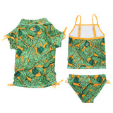 Girls Short Sleeve Rash Guard + Tankini Bikini Set (3 Piece) | "The Tropics”-SwimZip UPF 50+ Sun Protective Swimwear & UV Zipper Rash Guards-pos3