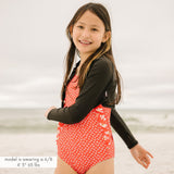 Girls Long Sleeve Crop Rash Guard | "Black"-SwimZip UPF 50+ Sun Protective Swimwear & UV Zipper Rash Guards-pos3