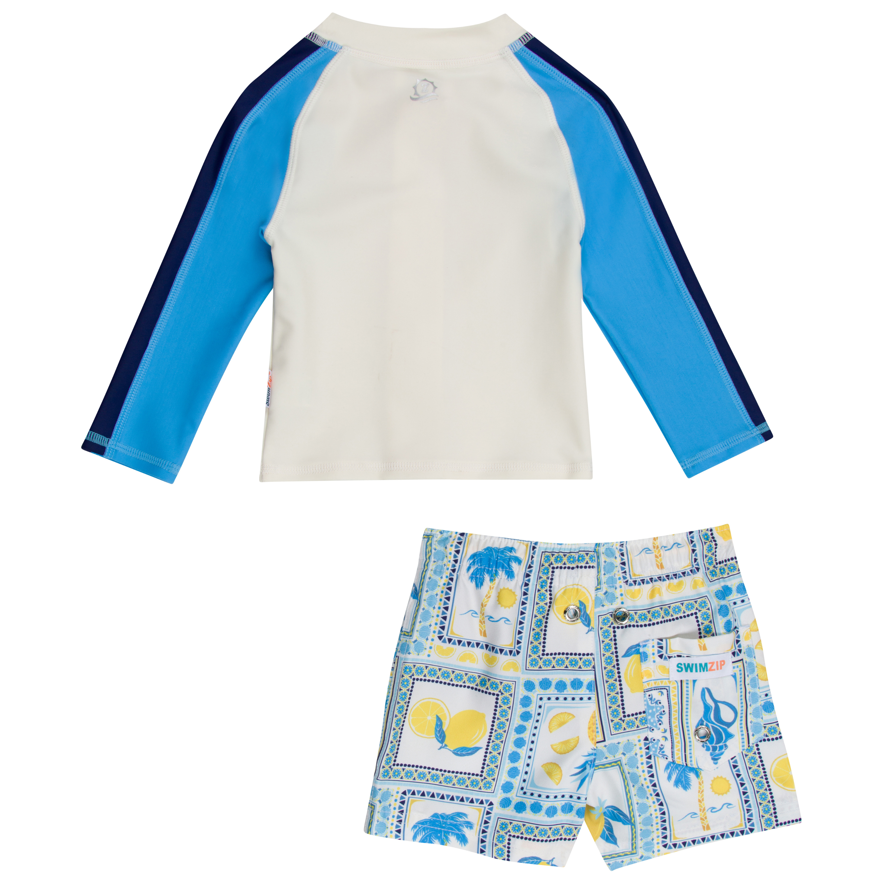 Boys Long Sleeve Zipper Rash Guard and Swim Trunk Set | "Mediterranean Lemons"-SwimZip UPF 50+ Sun Protective Swimwear & UV Zipper Rash Guards-pos11
