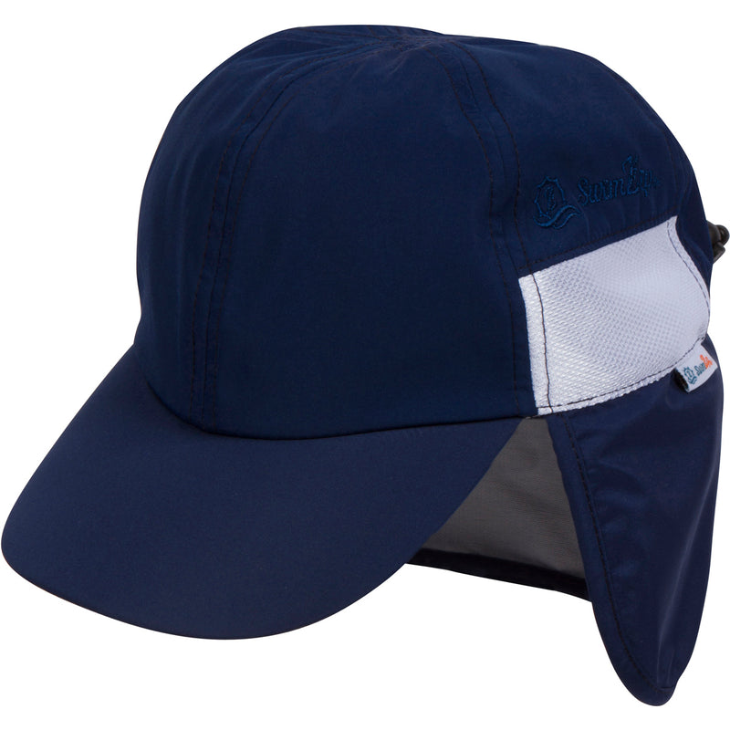 Kids Flap Hat | Navy-0-6 Month-Navy-SwimZip UPF 50+ Sun Protective Swimwear & UV Zipper Rash Guards-pos1
