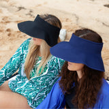 Women's Wide Brim Sun Visor - Navy-Adult-Navy-SwimZip UPF 50+ Sun Protective Swimwear & UV Zipper Rash Guards-pos8