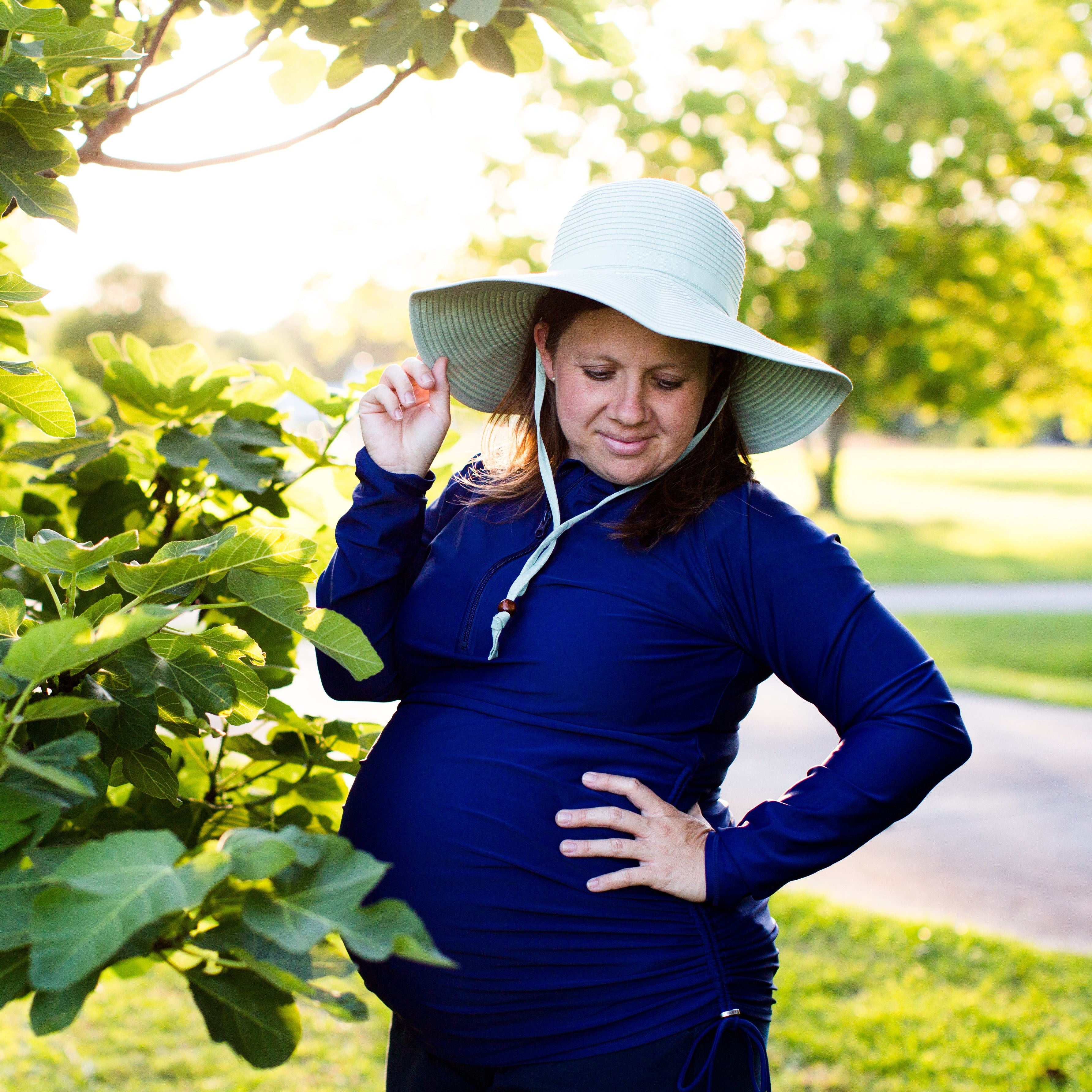 Women's Half Zip Swim Dress Cover Up | "Navy"-SwimZip UPF 50+ Sun Protective Swimwear & UV Zipper Rash Guards-pos4