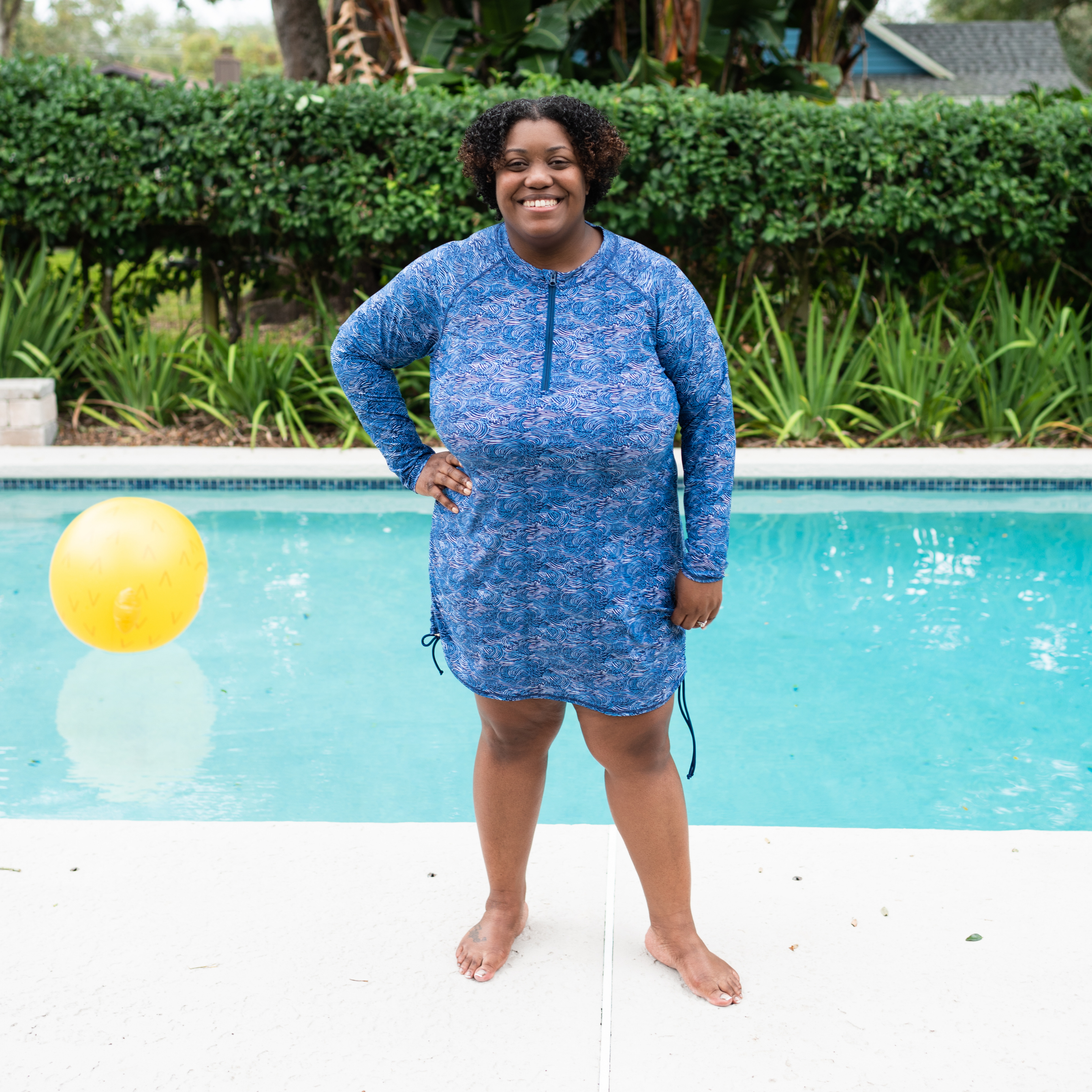 Women's Half Zip Swim Dress Cover Up | "Ocean Breeze"-SwimZip UPF 50+ Sun Protective Swimwear & UV Zipper Rash Guards-pos3